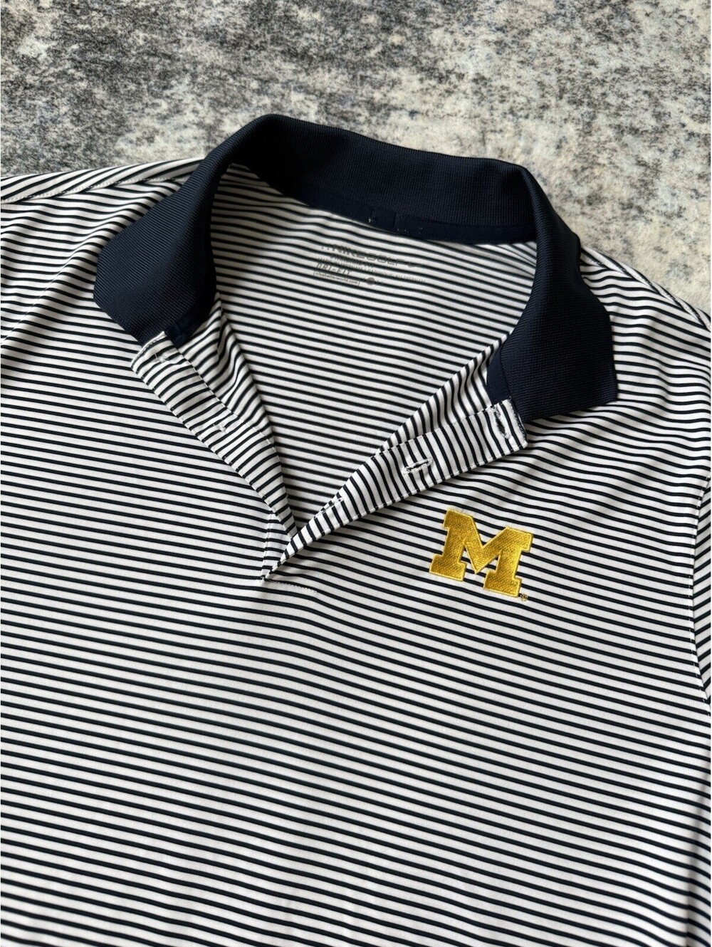 Nike Golf Michigan Wolverines Polo Shirt Small Navy White Striped NCAA